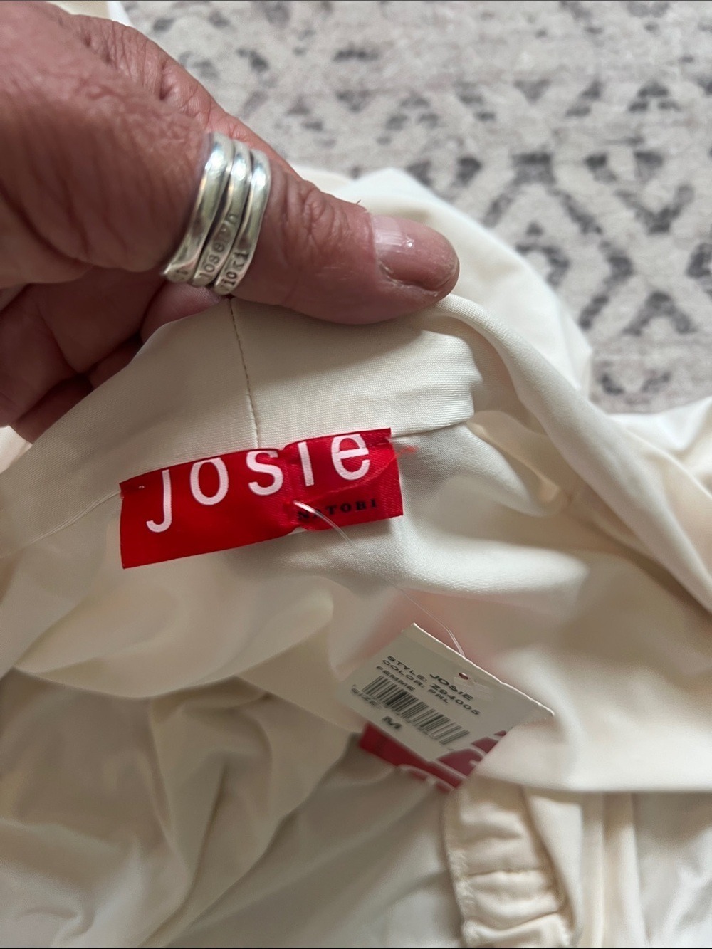 Josie Cream Wrap Robe with Tie Waist - Picture 7 of 9